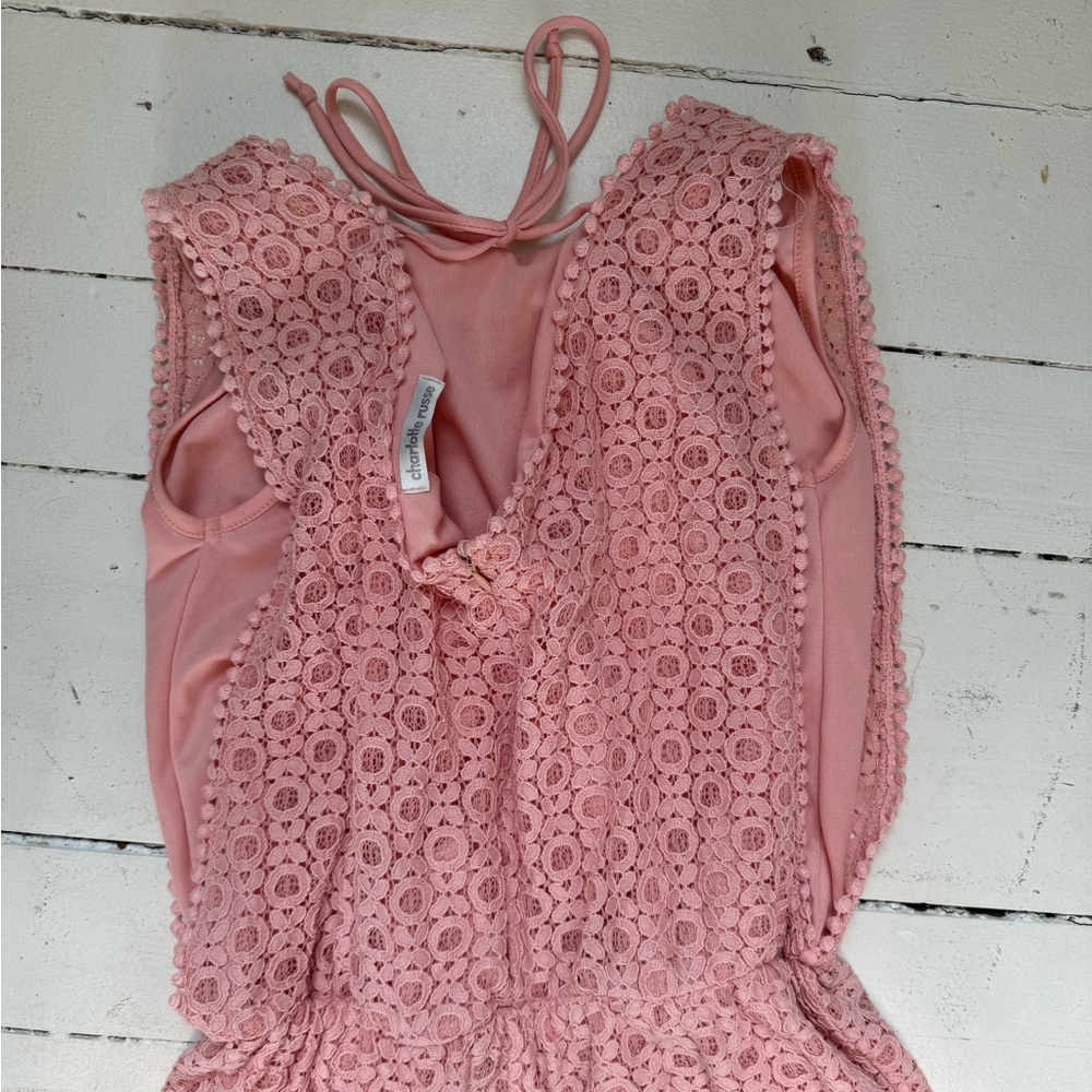 Charlotte Russe Pink Lace Romper - Picture 5 of 6